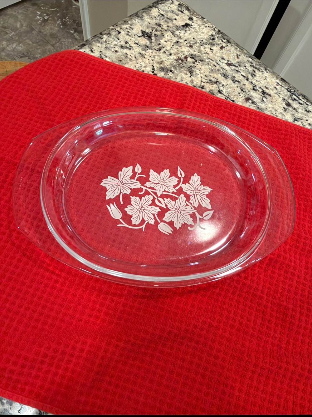 Vintage Pyrex Princess House Replacement Lid/dish wEtched White Flowers 13 x 9